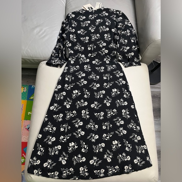 NWT - Frank & Oak Women’s 3/4 Puff Sleeve Floral Print Midi Dress - Size XS - Picture 10 of 13